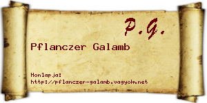 Pflanczer Galamb névjegykártya